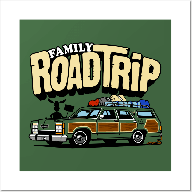 Funny Family Road Trip in the Vintage Truckster Queen Station Wagon Wall Art by ChattanoogaTshirt